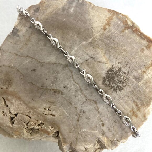 Kay Jewelers Sterling Silver 925 JWBR Infinity Link Diamond Tennis Bracelet FLAW - Picture 3 of 16